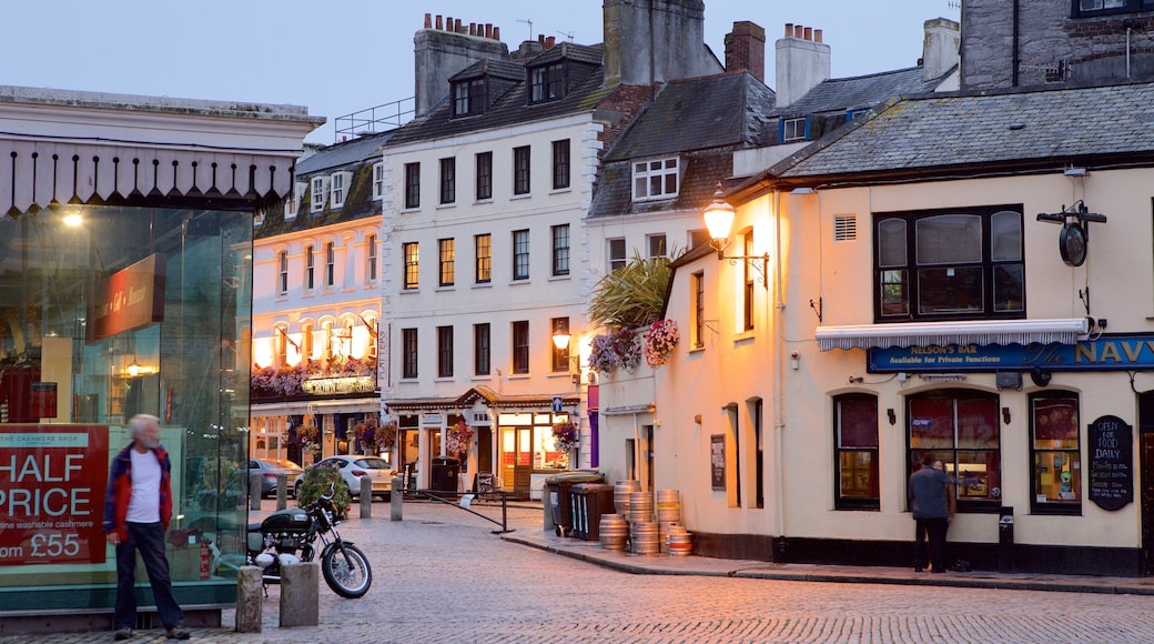 Plymouth which includes street scenes, night scenes and a coastal town