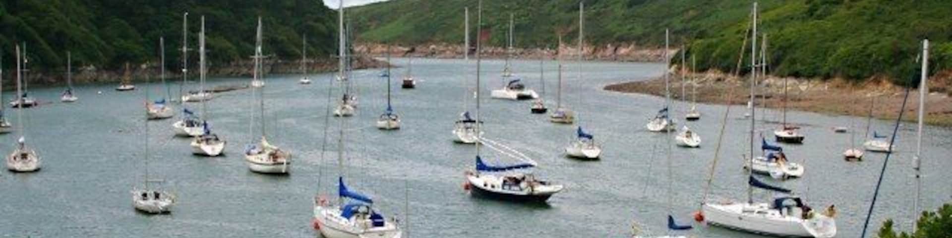 The Yealm Estuary Beyond Yealm Pool the estuary snakes its way towards the sea.