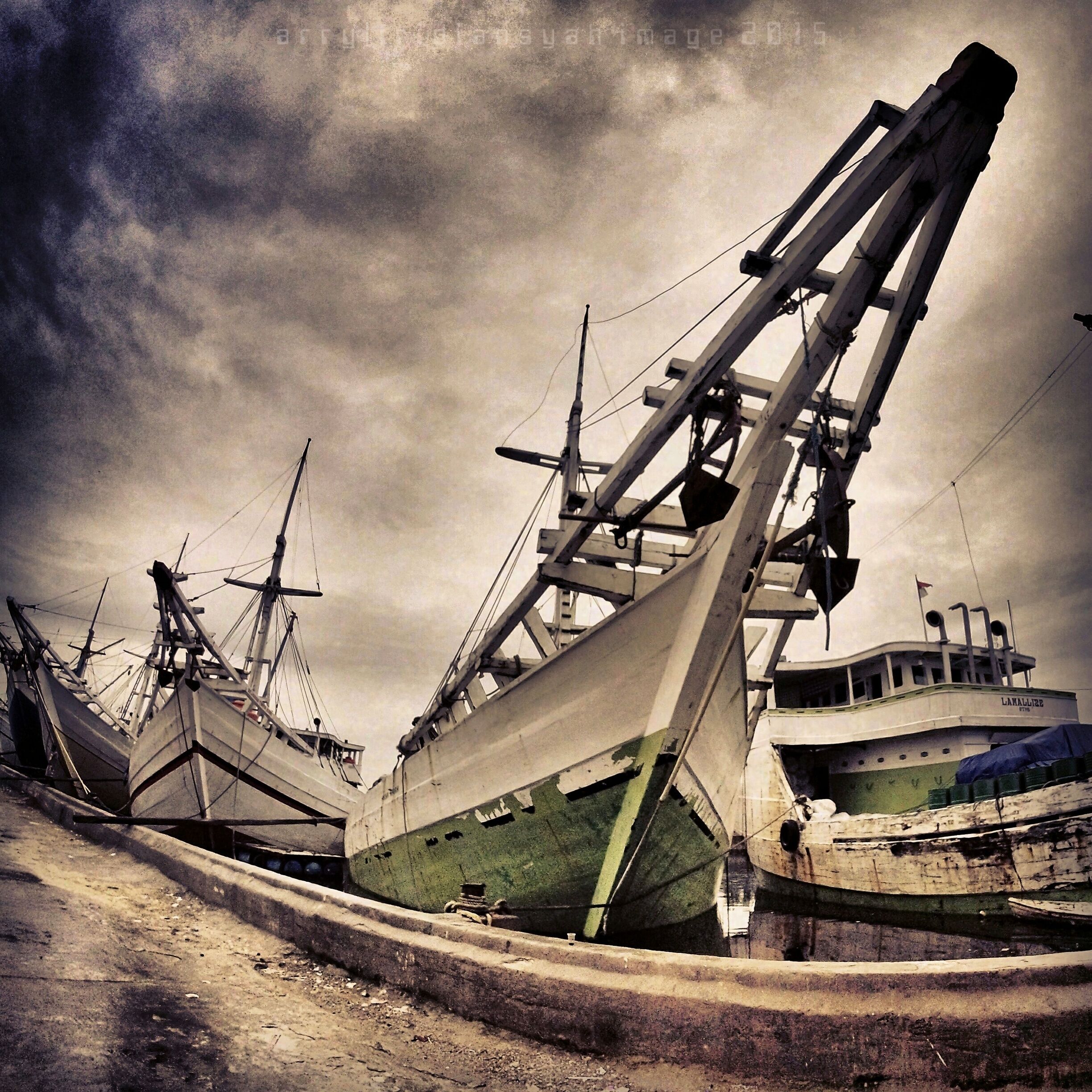 The Phinisi line up at Sunda Kelapa Harbour

Sunda Kelapa is the old port of Jakarta located on the estuarine of Ciliwung River. "Sunda Kalapa" (Sundanese: "Coconut of Sunda") is the original name, and it was the main port of Sunda Kingdom of Pajajaran. The port is situated in Penjaringan sub-district, of North Jakarta, Indonesia. Today the old port only accommodate pinisi, a traditional two masted wooden sailing ship serving inter-island freight service in the archipelago. Although it is now only a minor port, Jakarta had its origins in Sunda Kelapa and it played a significant role in the city's development.

The pinisi or phinisi is a traditional Indonesian two-masted sailing ship. It was mainly built by the Konjo tribe, a sub-ethnic group of Bugis-Makassar mostly residents at the Bulukumba regency of South Sulawesibut was, and still is used widely by the Buginese andMakassarese, mostly for inter-insular transportation, cargo and fishing purposes within Indonesian archipelago.

