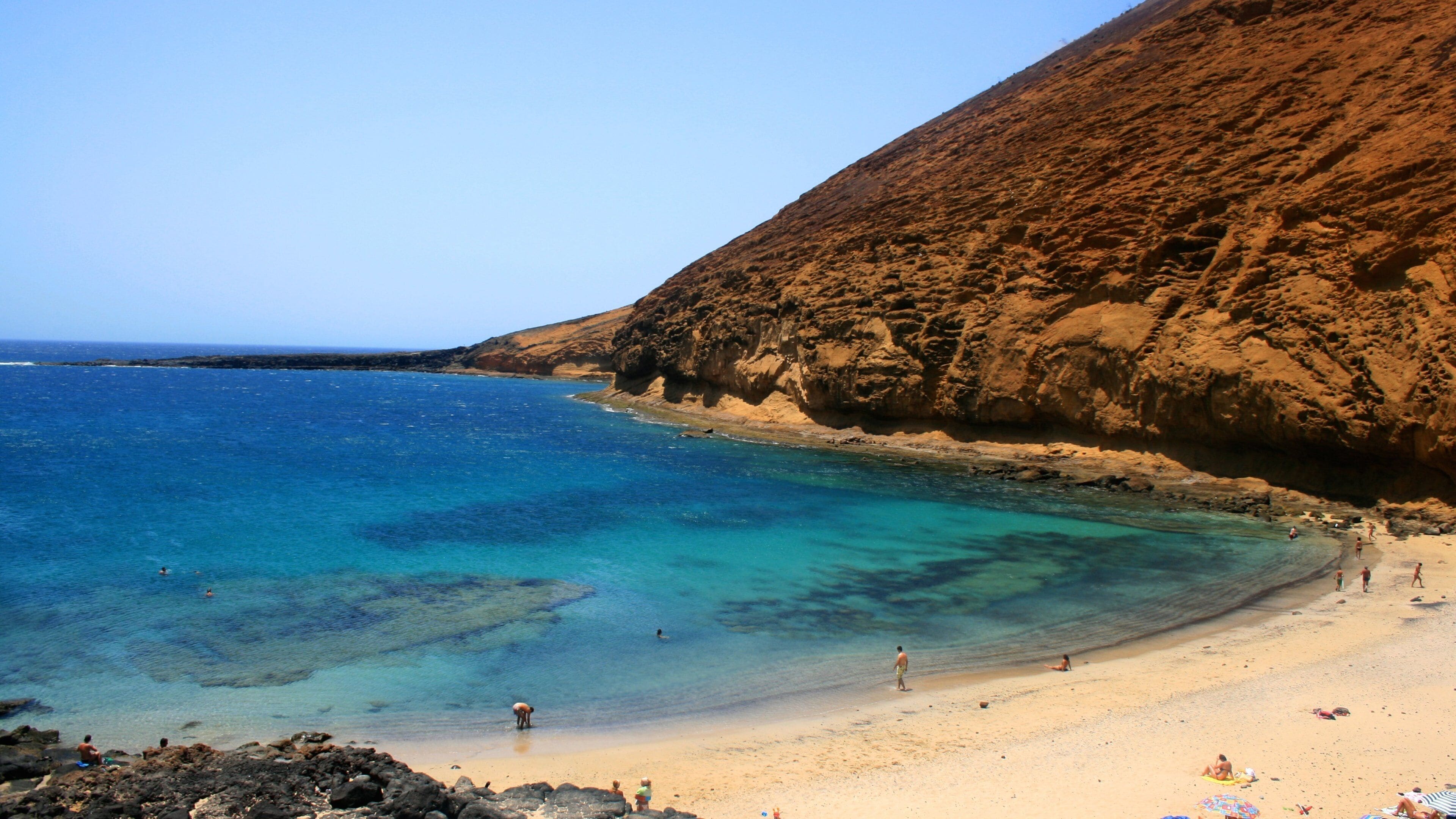 Lanzarote which includes a sandy beach and mountains