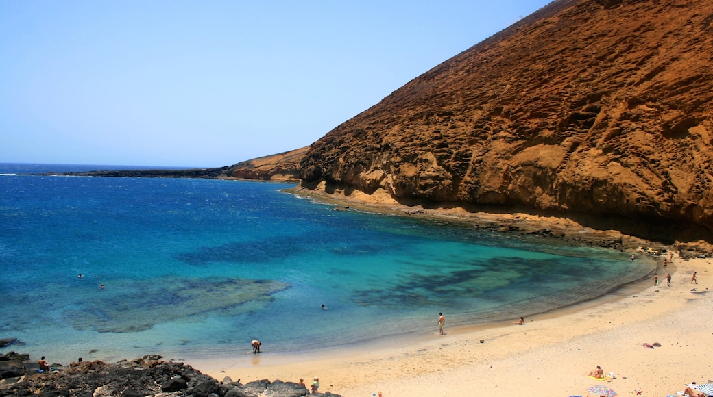 Lanzarote which includes a sandy beach and mountains