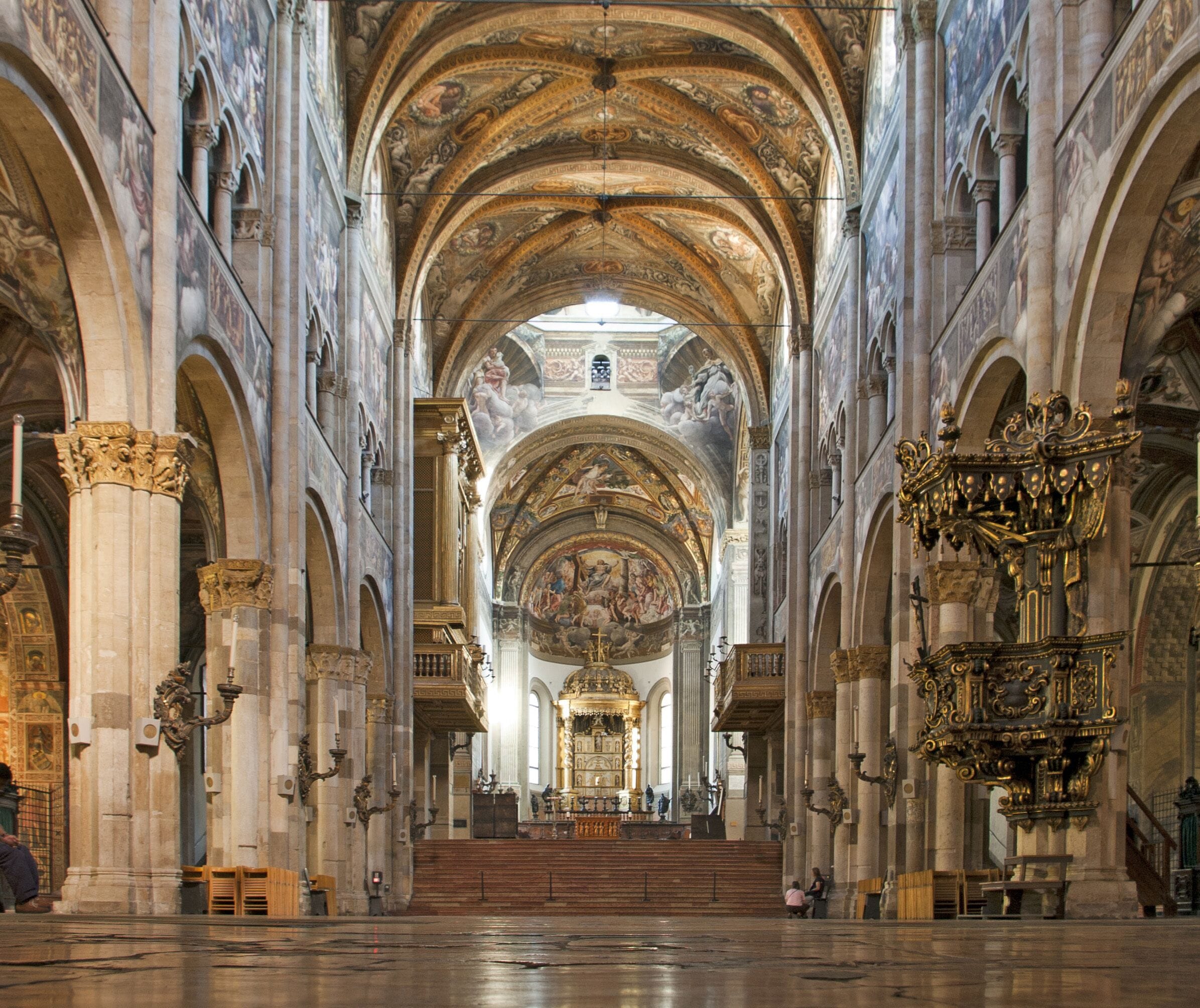 Interior of cathedral in Parma, Emilia-Romagna, Italy from XIIth century