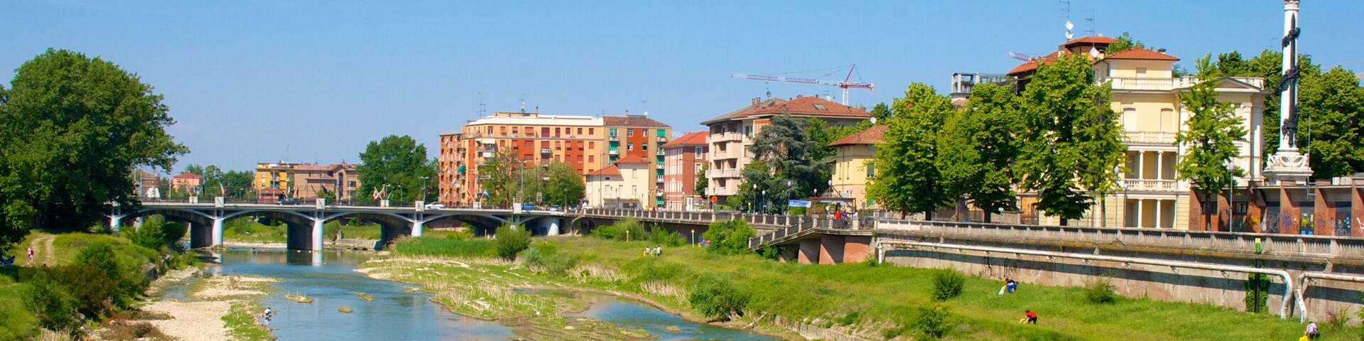 Parma showing a bridge and a river or creek