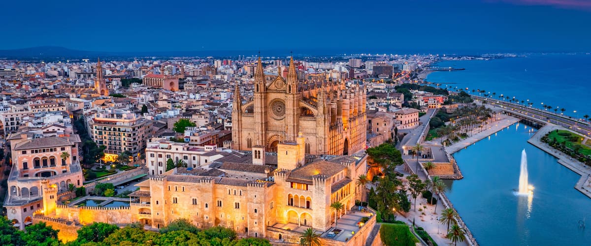 The Cathedral La Seu at Sunset in Palma de Mallorca