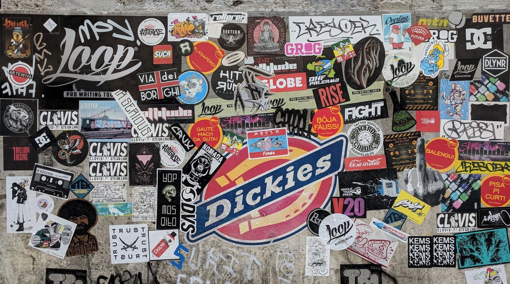 A collection of stickers, a work of art. A collage of many ideas and thoughts and hands. #culture Palermo, Sicily August 2018