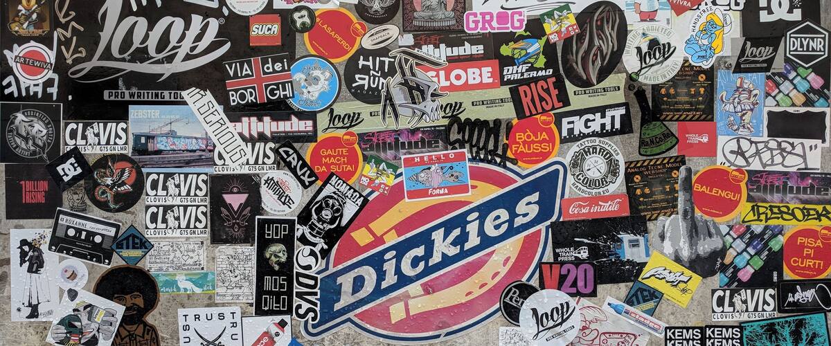 A collection of stickers, a work of art. A collage of many ideas and thoughts and hands. #culture Palermo, Sicily August 2018