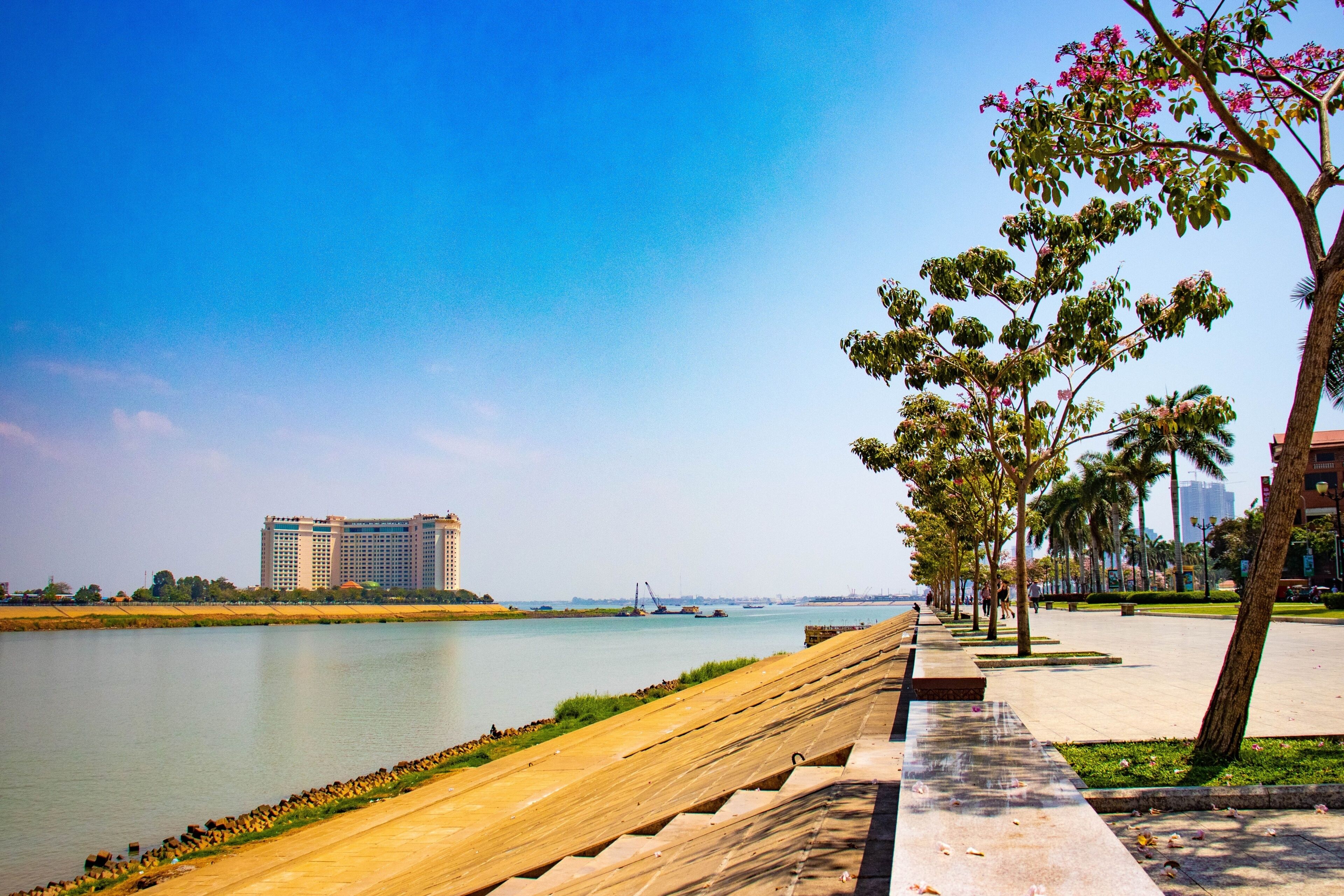 A beautiful view of mekong river at Phnom Penh, Cambodia.