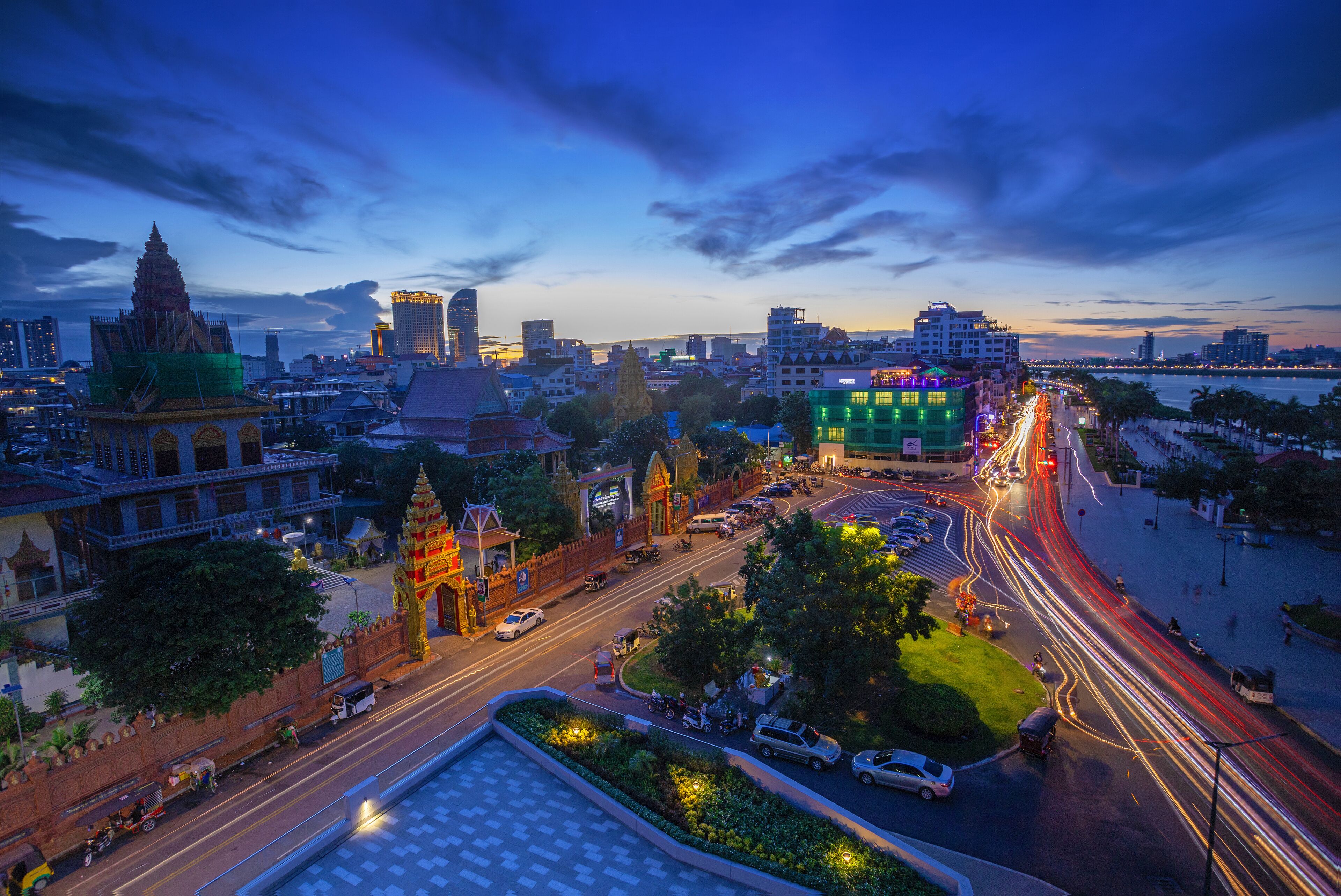 Phnom Penh Riverside at Sunset