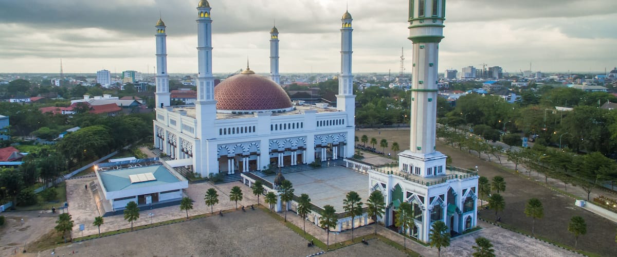 Beautiful mosque at Pontianak, West Kalimantan, Indonesia. Aerial view