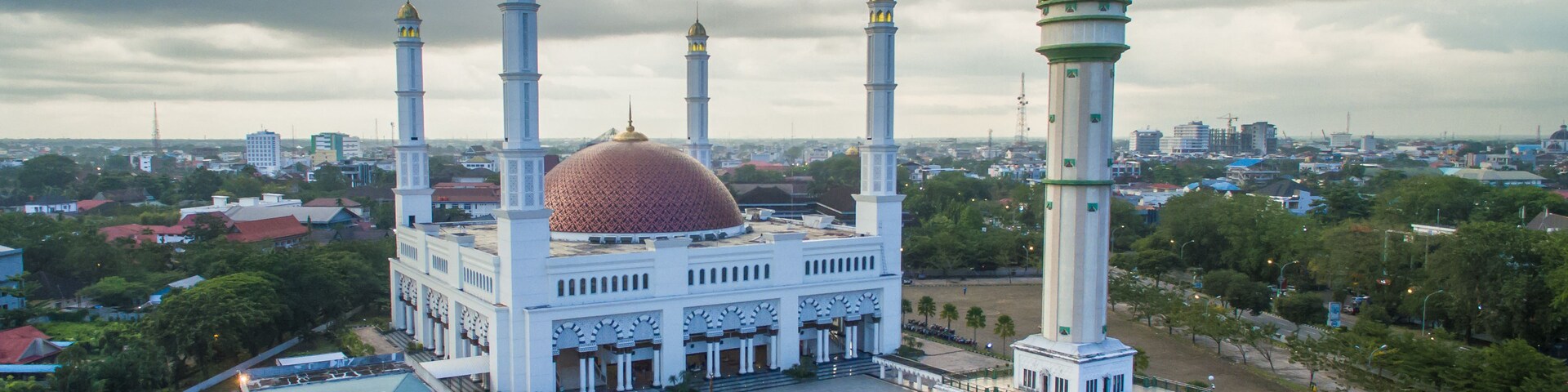 Beautiful mosque at Pontianak, West Kalimantan, Indonesia. Aerial view