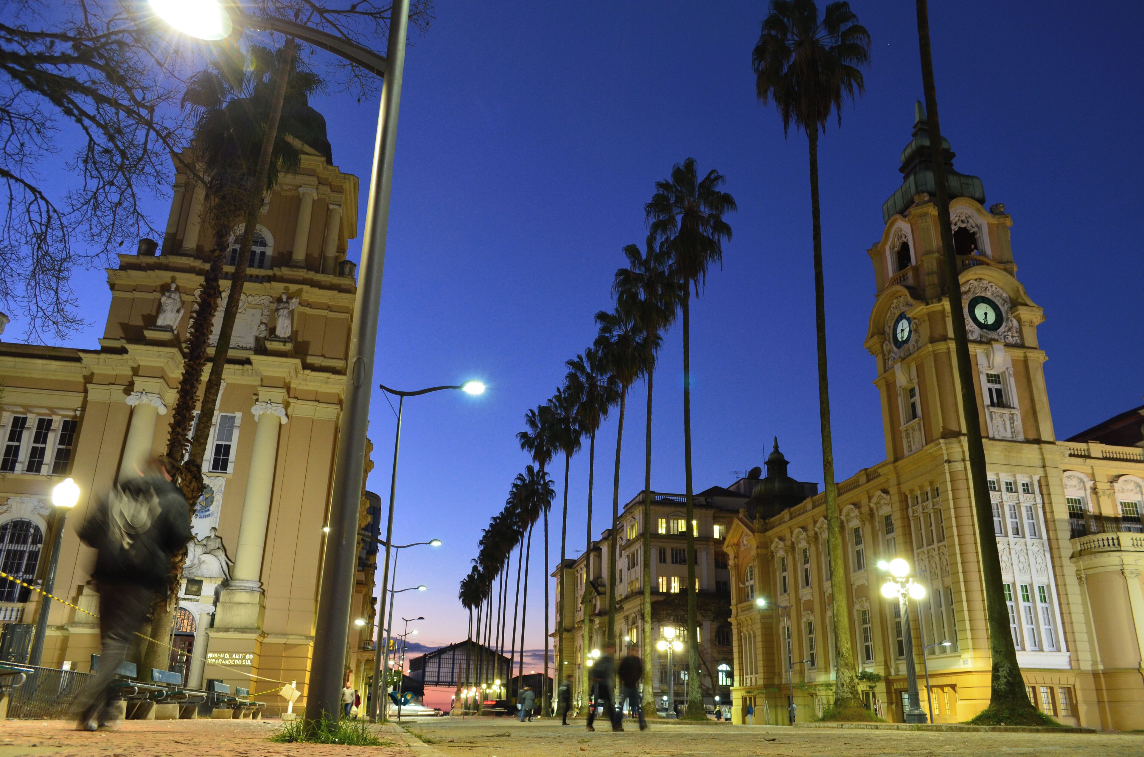 Porto Alegre Blue Hour, center of the state capital of Rio Grande do Sul