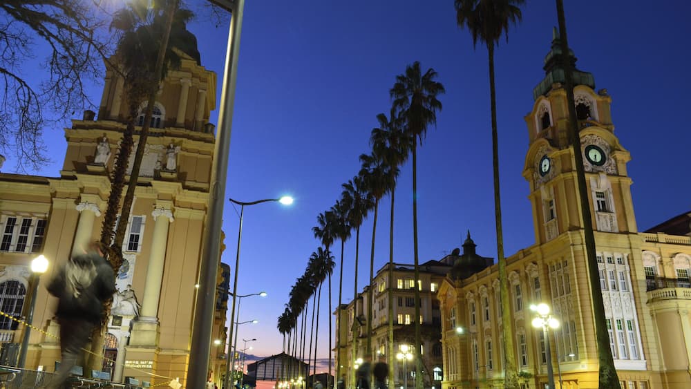 Porto Alegre Blue Hour, center of the state capital of Rio Grande do Sul
