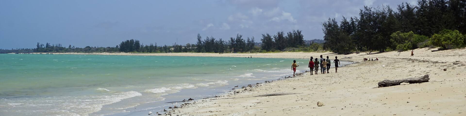A view of children playing at the Pemba beach, Mozambique.