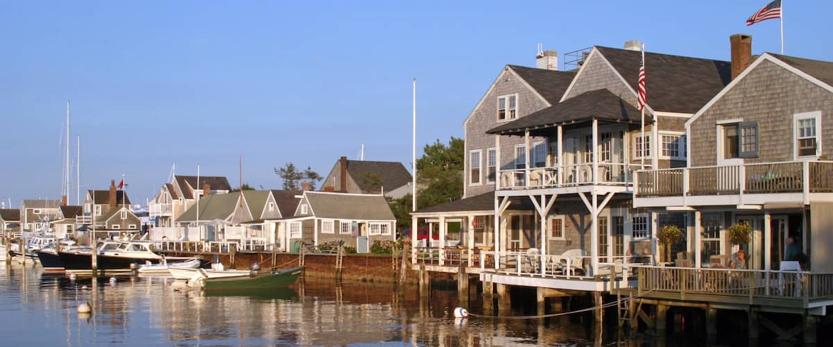 Nantucket which includes central business district, a small town or village and boating