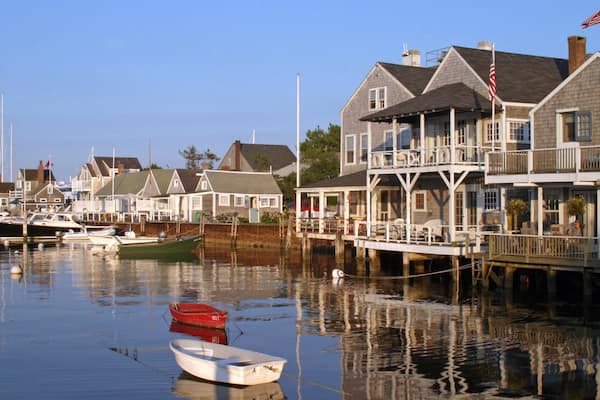 Nantucket which includes cbd, boating and a small town or village