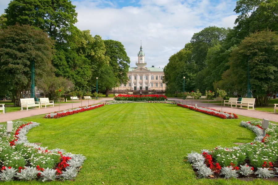 Pori. Finland. Old Town Hall Building and Town Hall Park. Building designed by the architect C.L. Engel in 1831