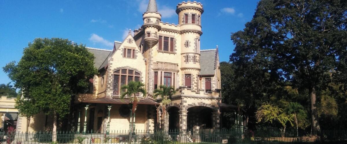 One of the Magnificent Seven historical buildings around the Queen's Park Savannah in Port-of-Spain in Trinidad. Now fully refurbished it was earmarked to be a hotel for visiting Diplomats etc to the Govt of Trinidad and Tobago.