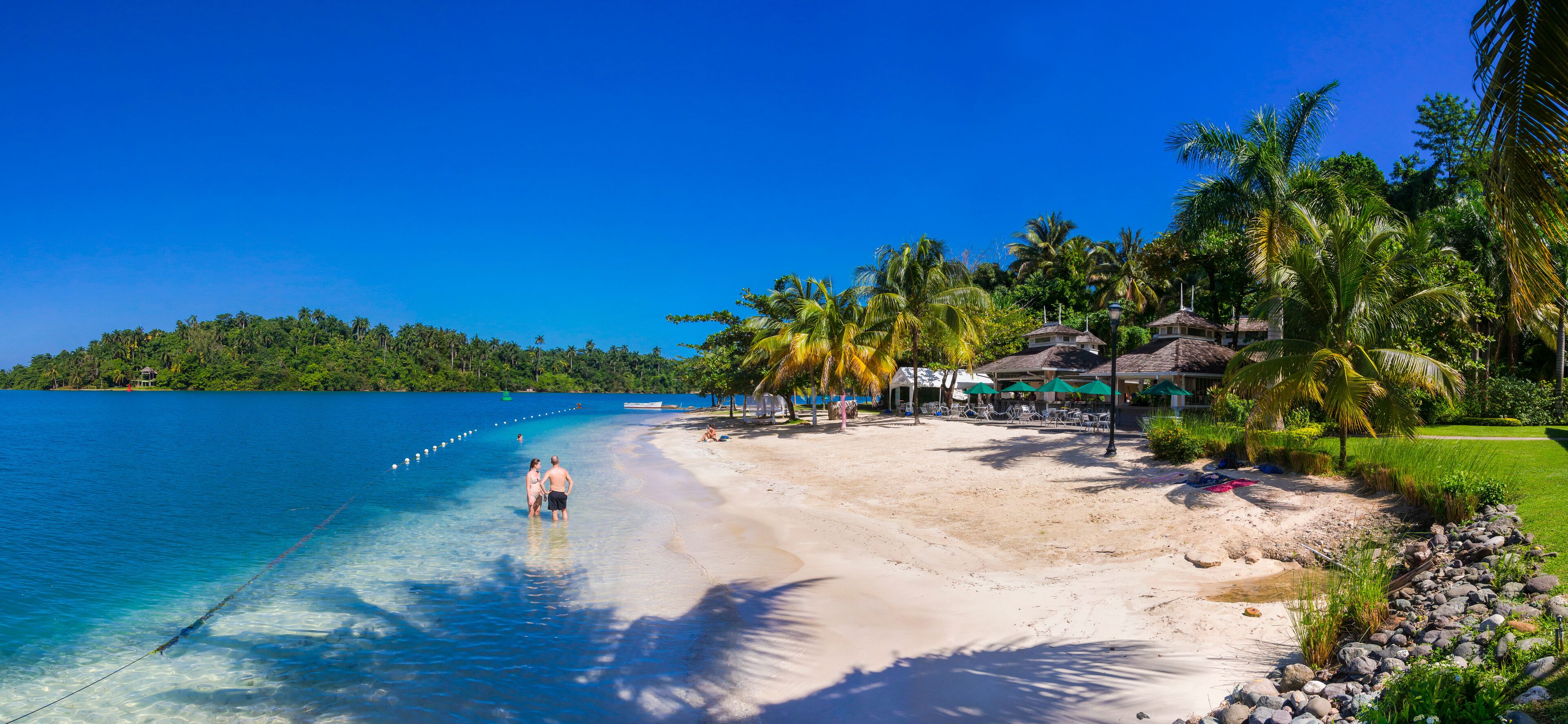 Jamaica, Port Antonio, Errol Flynn Marina, People at beach