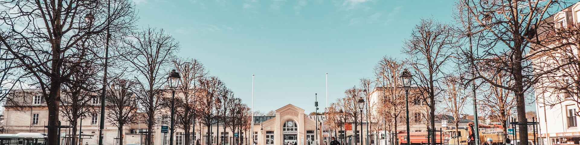 Paris, France 07-04-2021: a landscape photo of the entrance to the Pontoise station