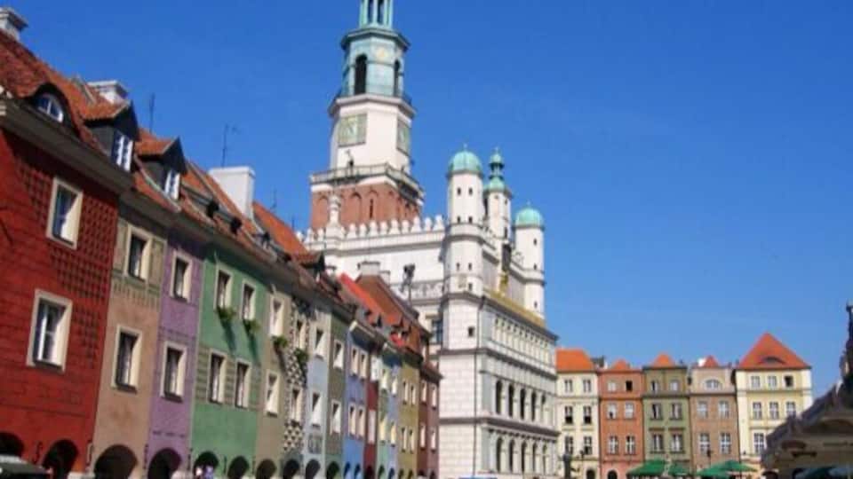 The old marketplace in Poznan. The more wealthier the people were, the more windows they had on their houses.
