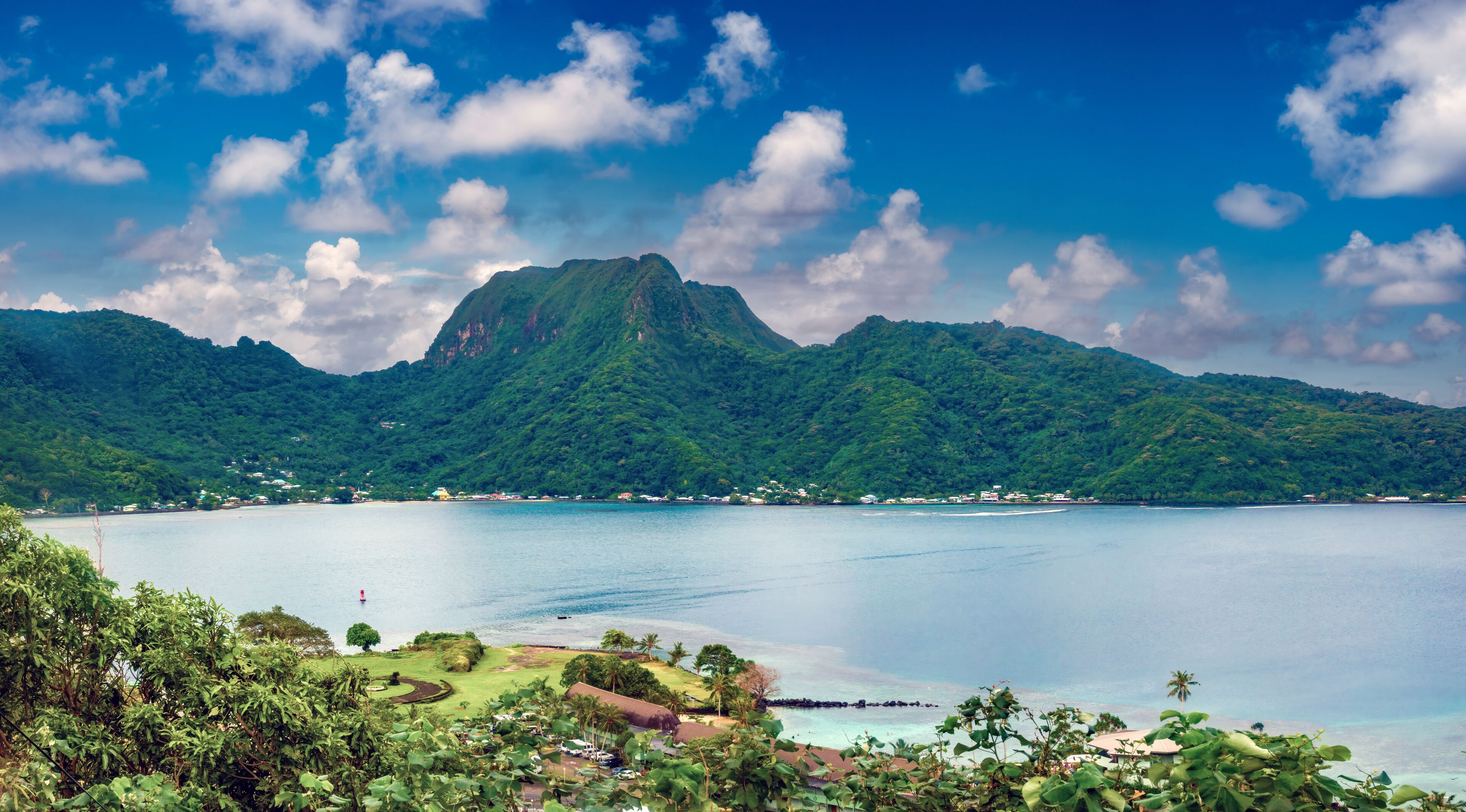 View of Pago Pago Harbor on Tutuila Island, American Samoa iOne of the world's largest natural harbors.