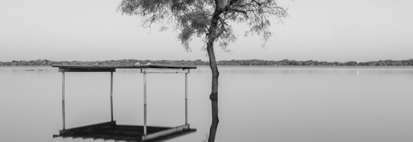Due to heavy rains the lake raised to the tree lines causing some nice reflections.