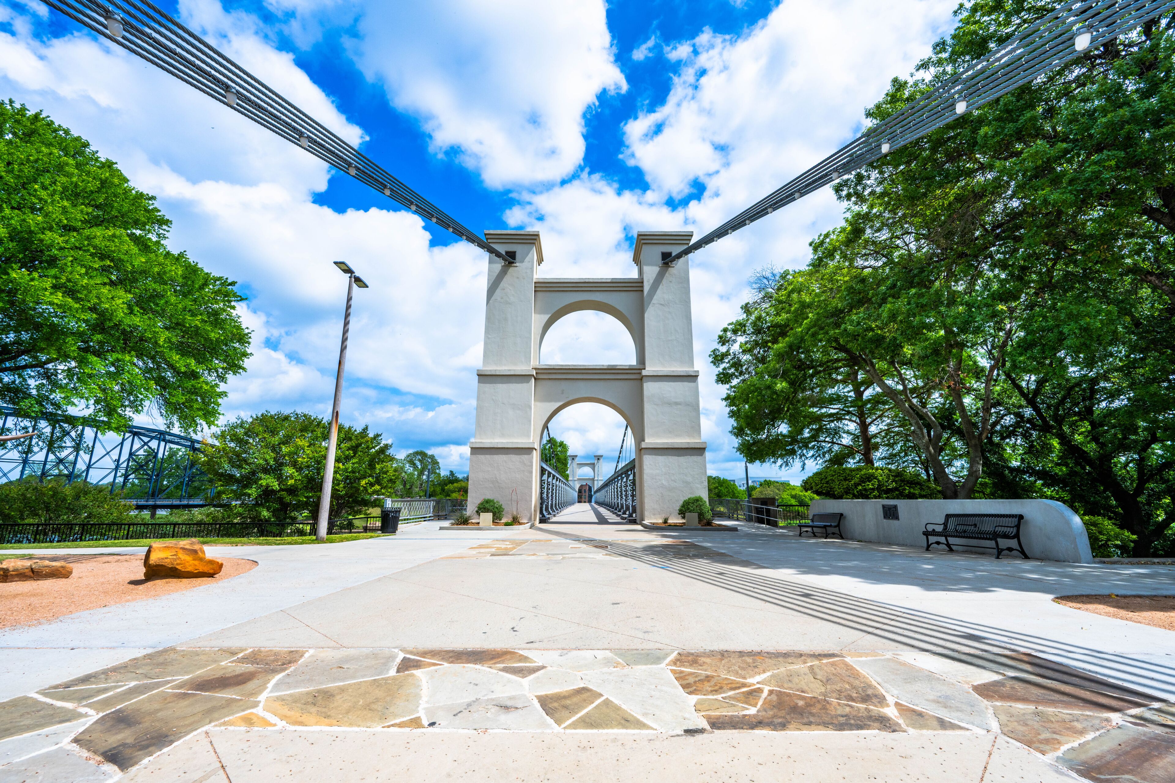 2026 Waco Texas Suspension Bridge and Longhorn Statues
