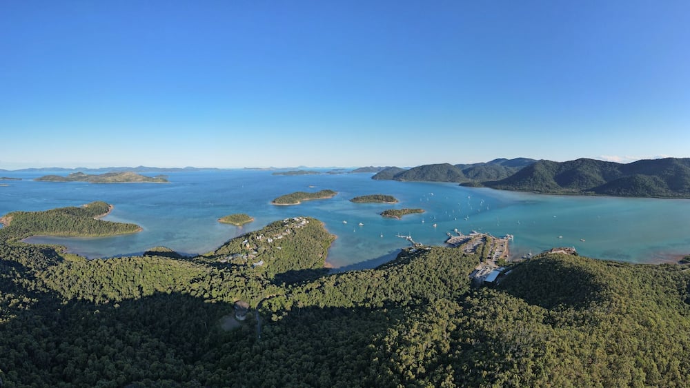 Aerial panarama of Shute Harbour Queensland Australia
