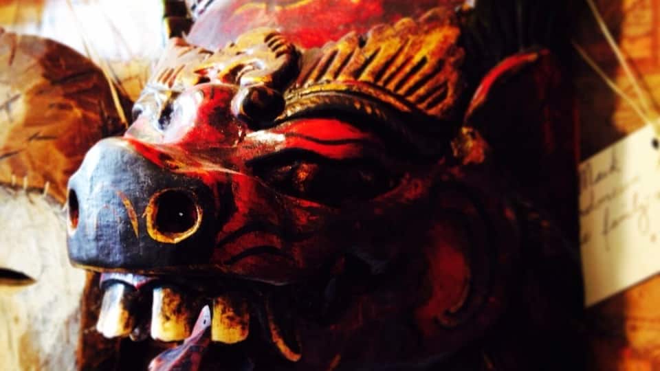 Mask made by one of the many local artists.