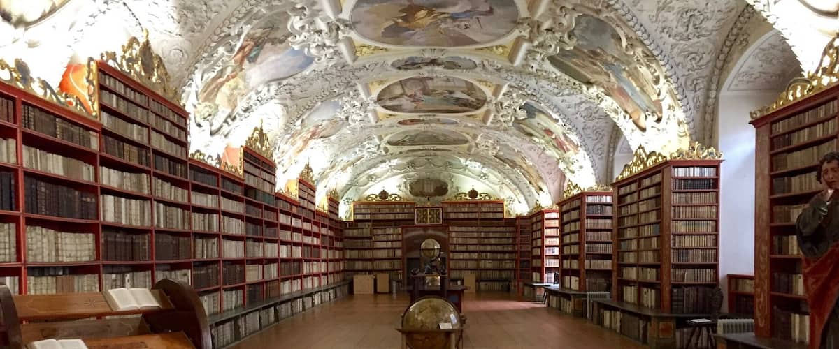 A library in the Strahov Monastery in Prague. It is a beautiful walk up to the monastery with great views of Prague as well.