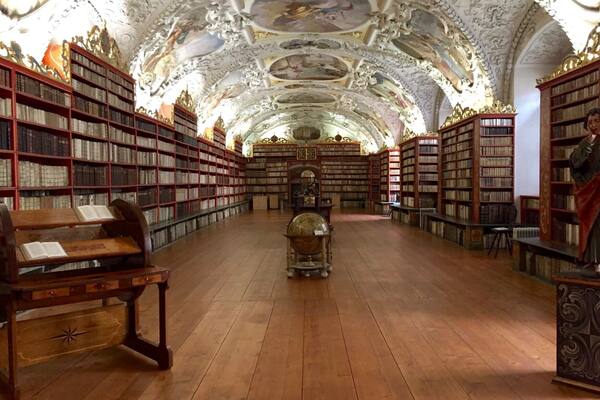 A library in the Strahov Monastery in Prague. It is a beautiful walk up to the monastery with great views of Prague as well.