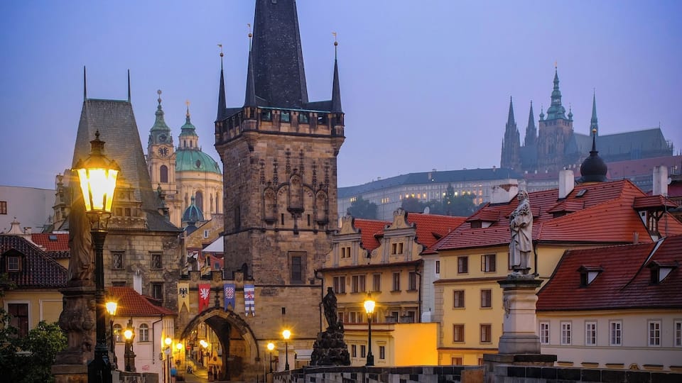 The baroque and gothic spires that can be seen from Charles Bridge.
#Architecture.