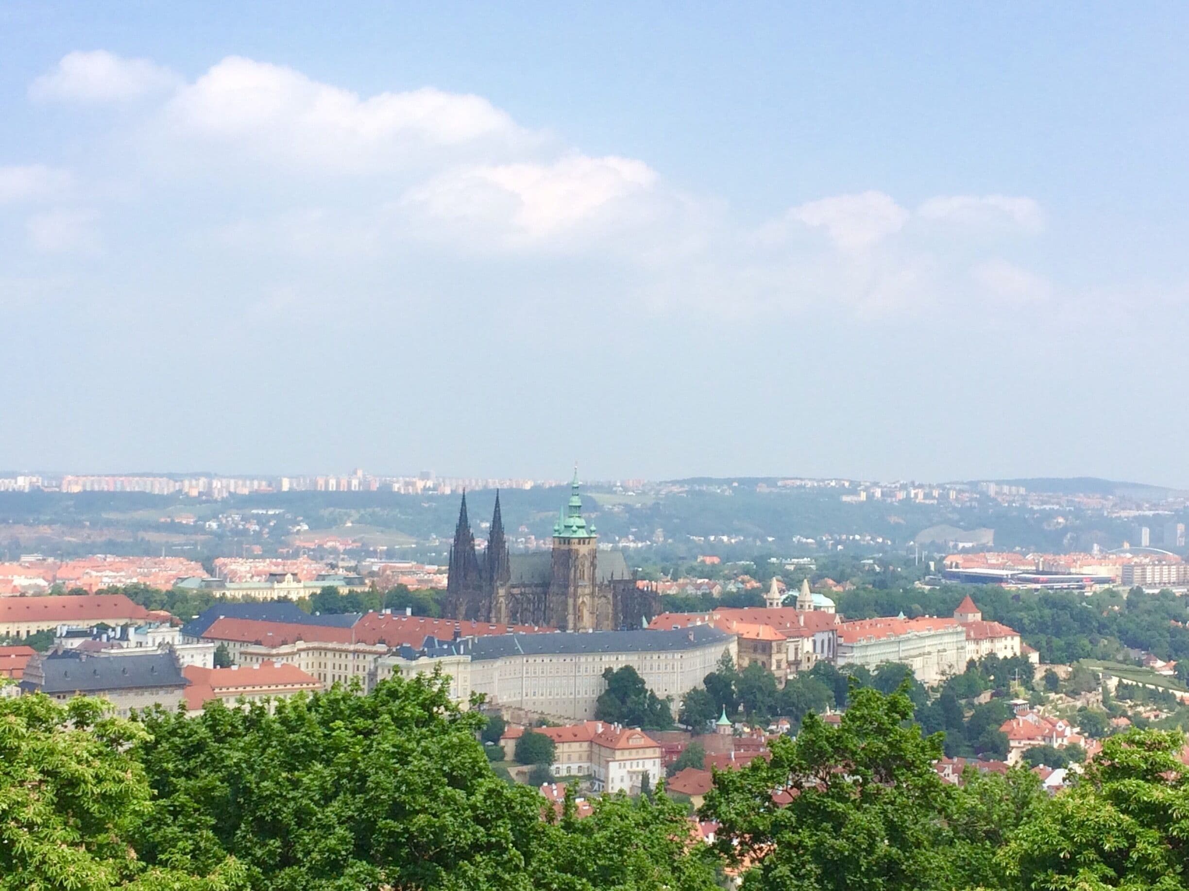 Climbed the 299 steps to the top of Petrin Tower to get stunning views of beautiful Prague city, Czech Republic 