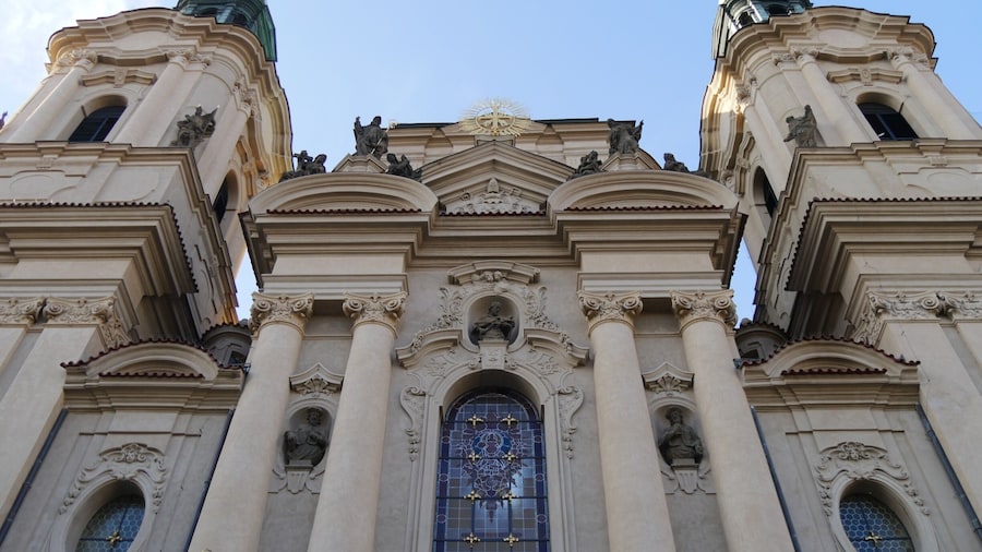 Facade of St. Nicholas Church in Old Town Square, Prague