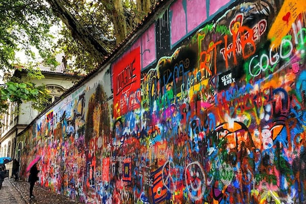 The graffiti and messages on here first appeared after the death of John Lennon. Over the years It has been covered over and added to many times as people share their messages of freedom, rebellion and peace.
