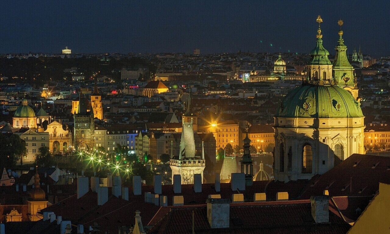October 2015

Prague at night... View from the Prague castle towards St. Nicholas church (right) and Charles bridge (left) 