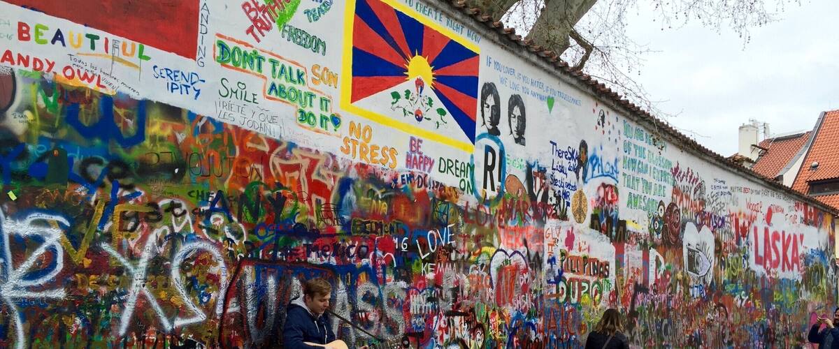 The Lennon Wall near the Charles Bridge in Prague.
