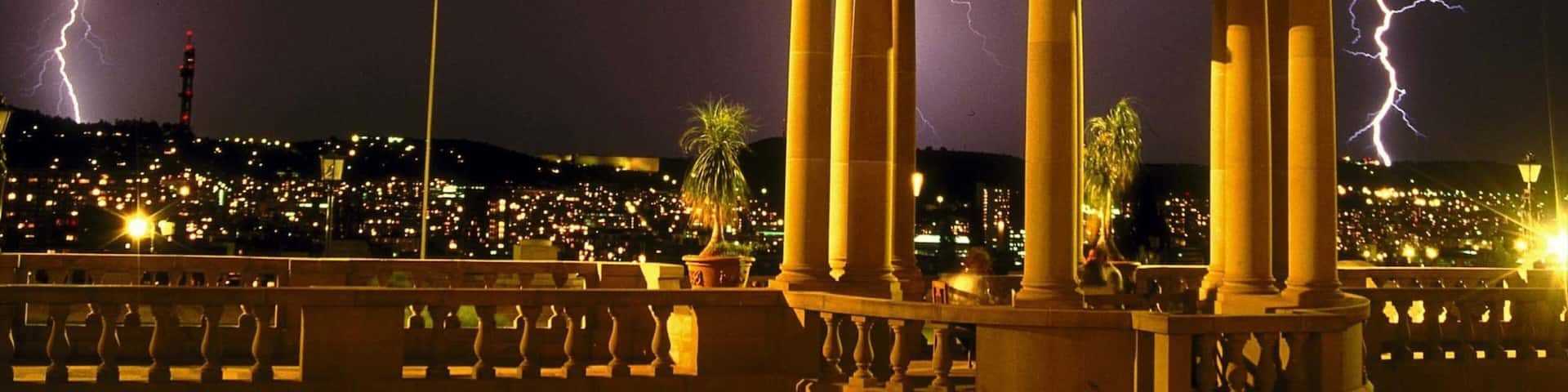 Pretoria which includes a city, night scenes and heritage architecture