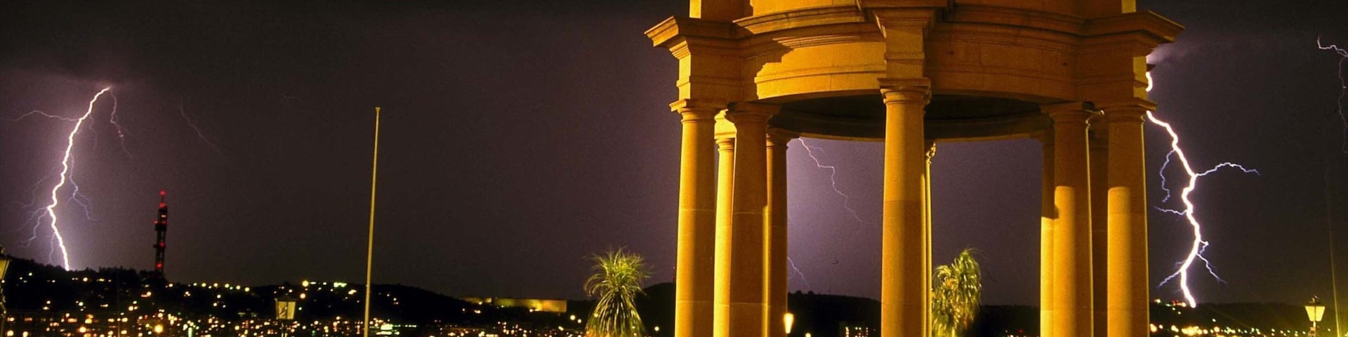 Pretoria which includes a city, night scenes and heritage architecture