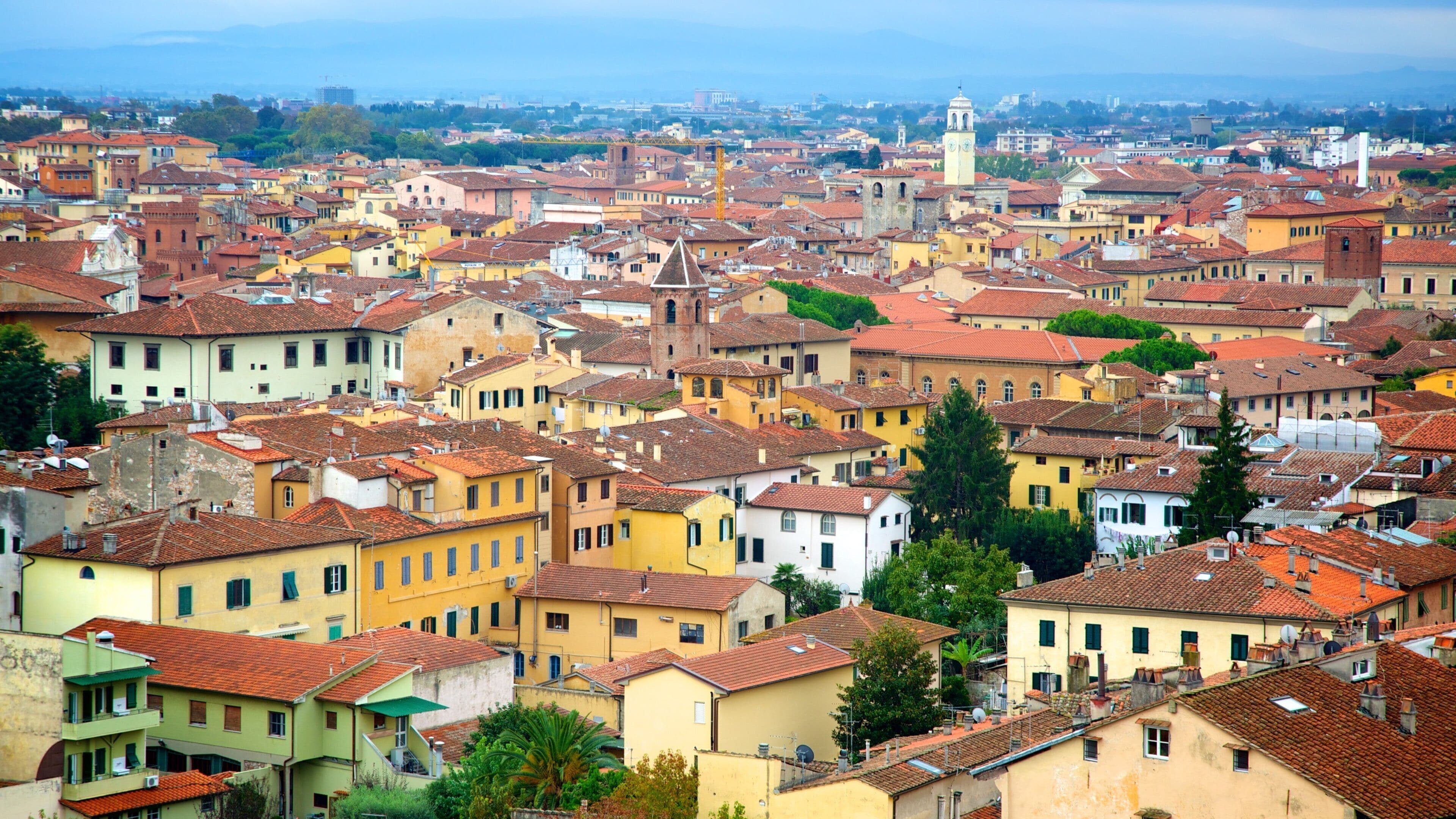Pisa presenterar skyline och en stad