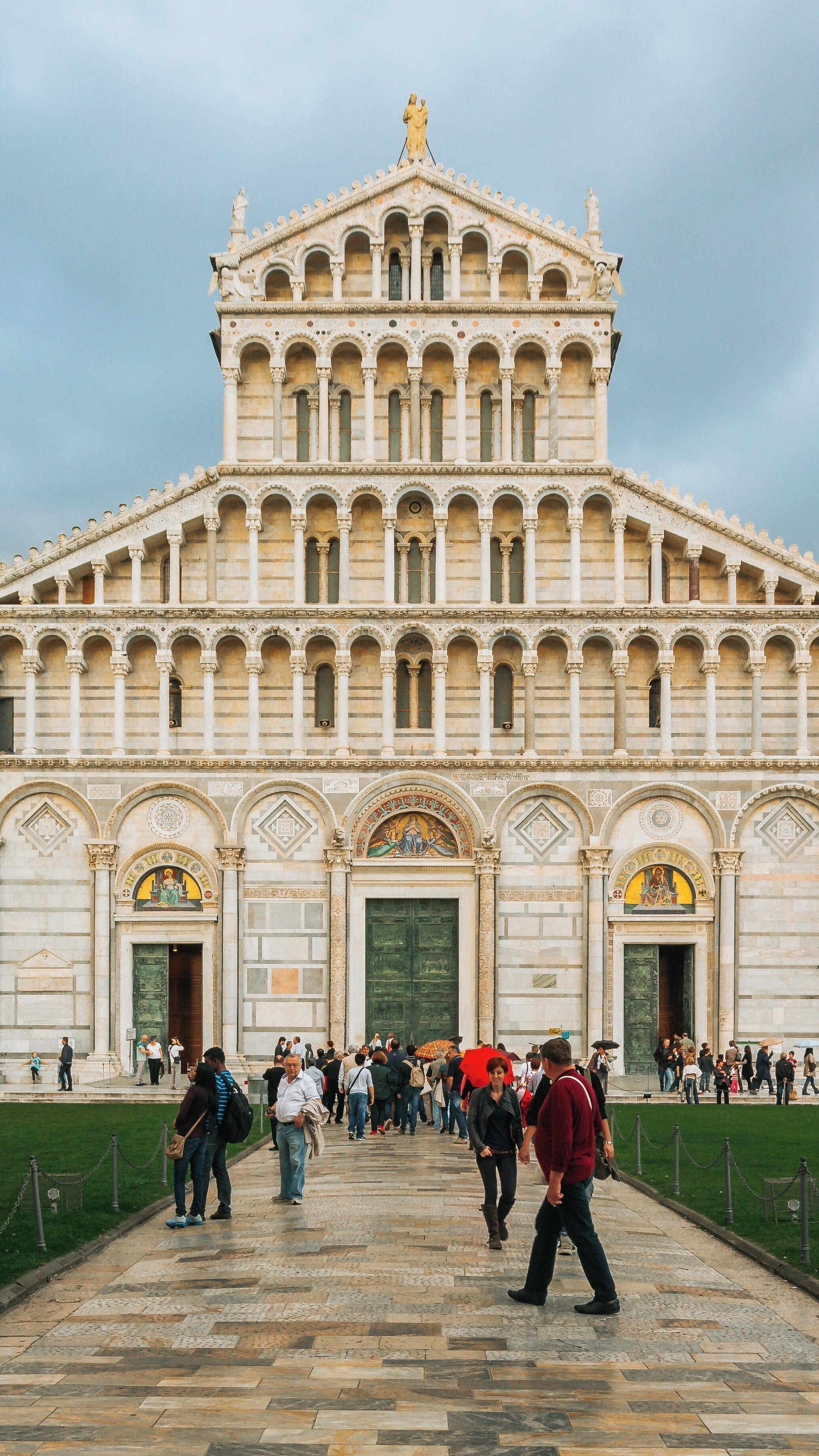 Exploring the Majestic Cathedral of Volterra in Tuscany, Italy During a Cloudy Day
