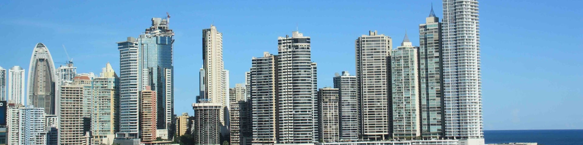The skyline at Panama City, Panama. There are some nice walkways along the waterfront.