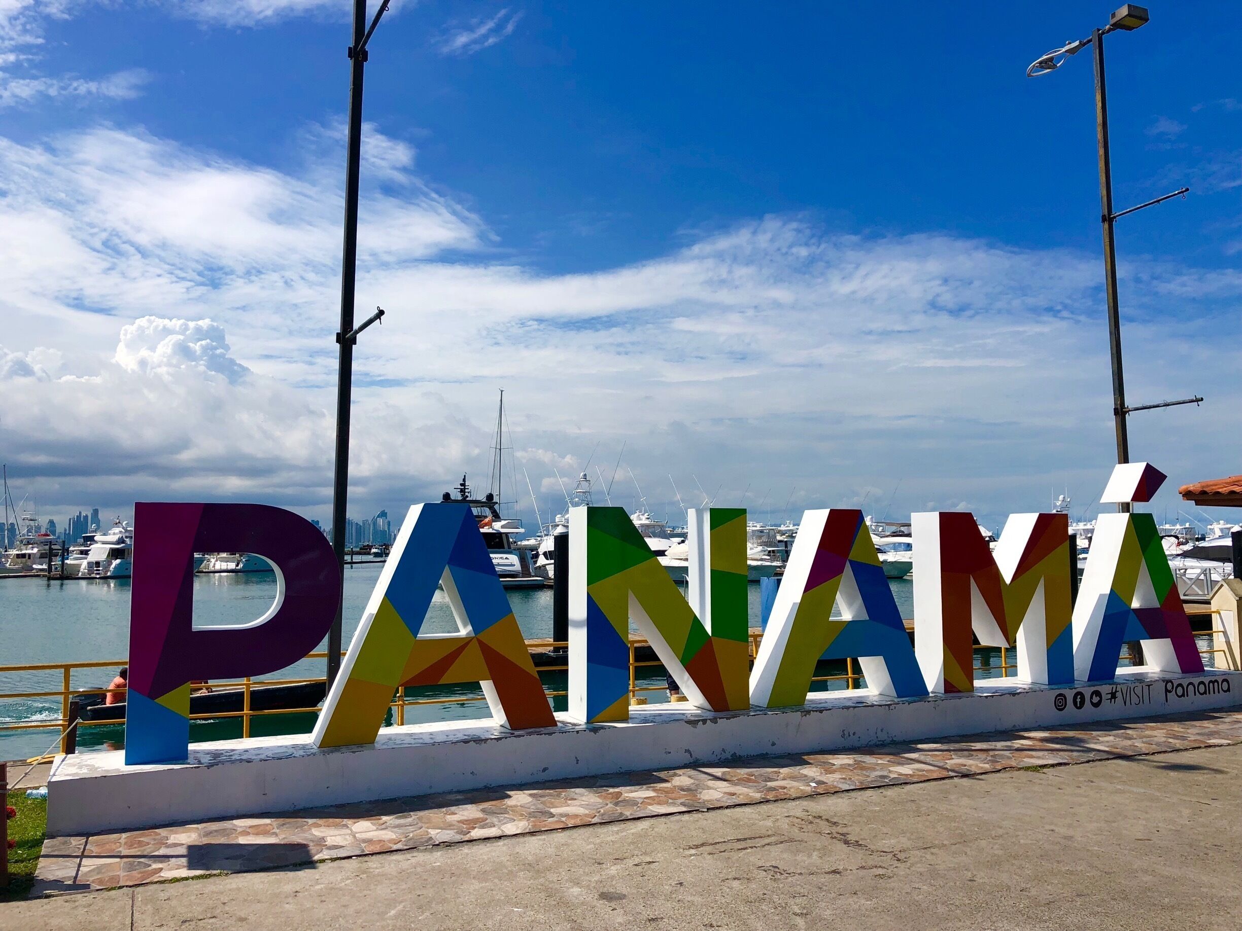 Panama sign in one of the three small islands 