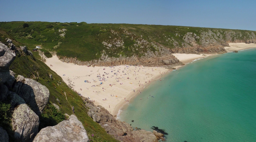 Porthcurno Beach from the path at Minack Theatre - Cerulean Sea