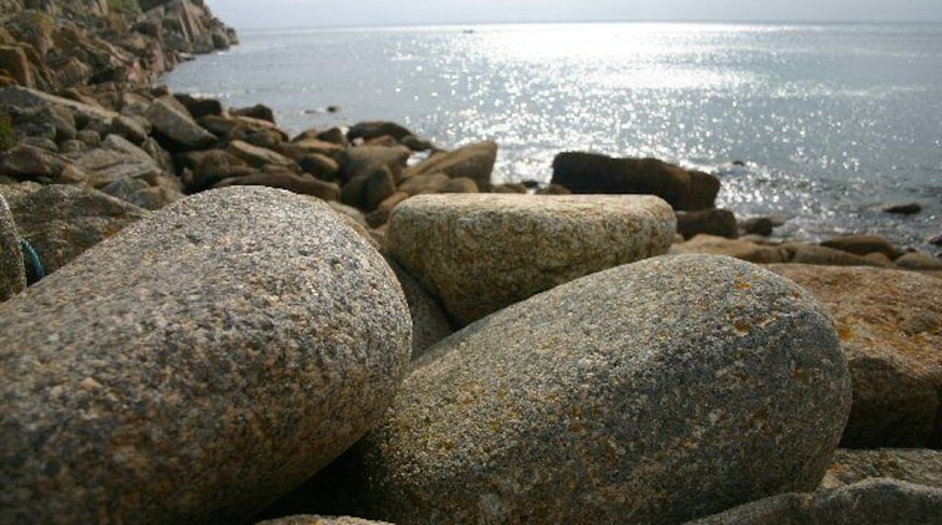Rocks at Penberth Cove. Large lumps of granite, similar to those used for the slipway.