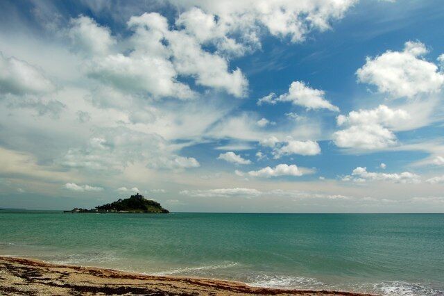 Clouds over St. Michael's Mount St. Michael's Mount is dwarfed by the dramatic cloudscape in this shot, taken from the beach near Long Rock.