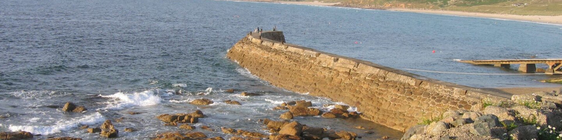 Sennen Cove breakwater, August 2005, from the car park