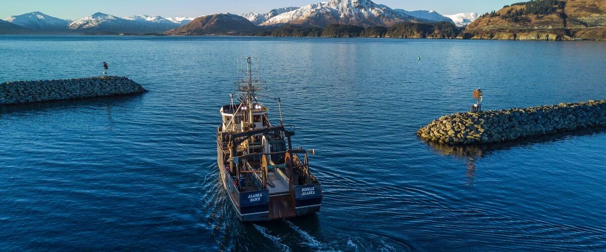 The F/V Alaska Dawn leaves port after renovations