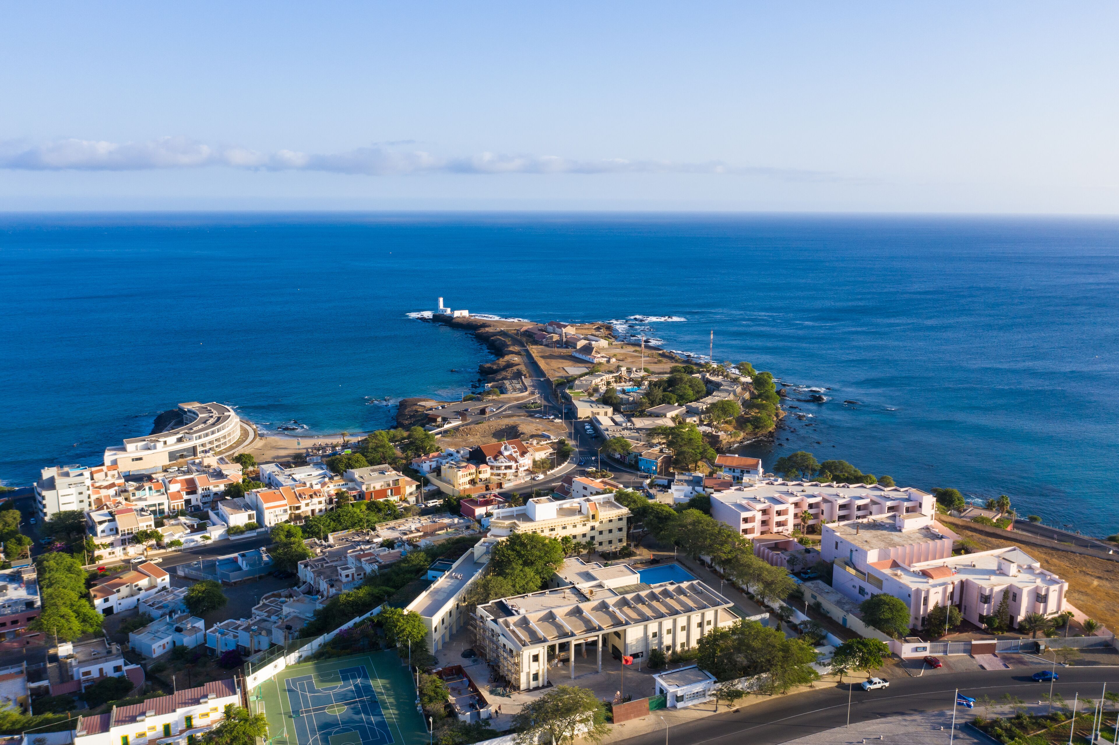 Aerial view of Praia city in Santiago - Capital of Cape Verde Islands - Cabo Verde