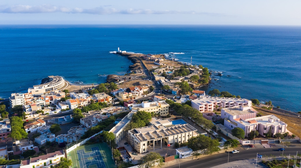 Aerial view of Praia city in Santiago - Capital of Cape Verde Islands - Cabo Verde